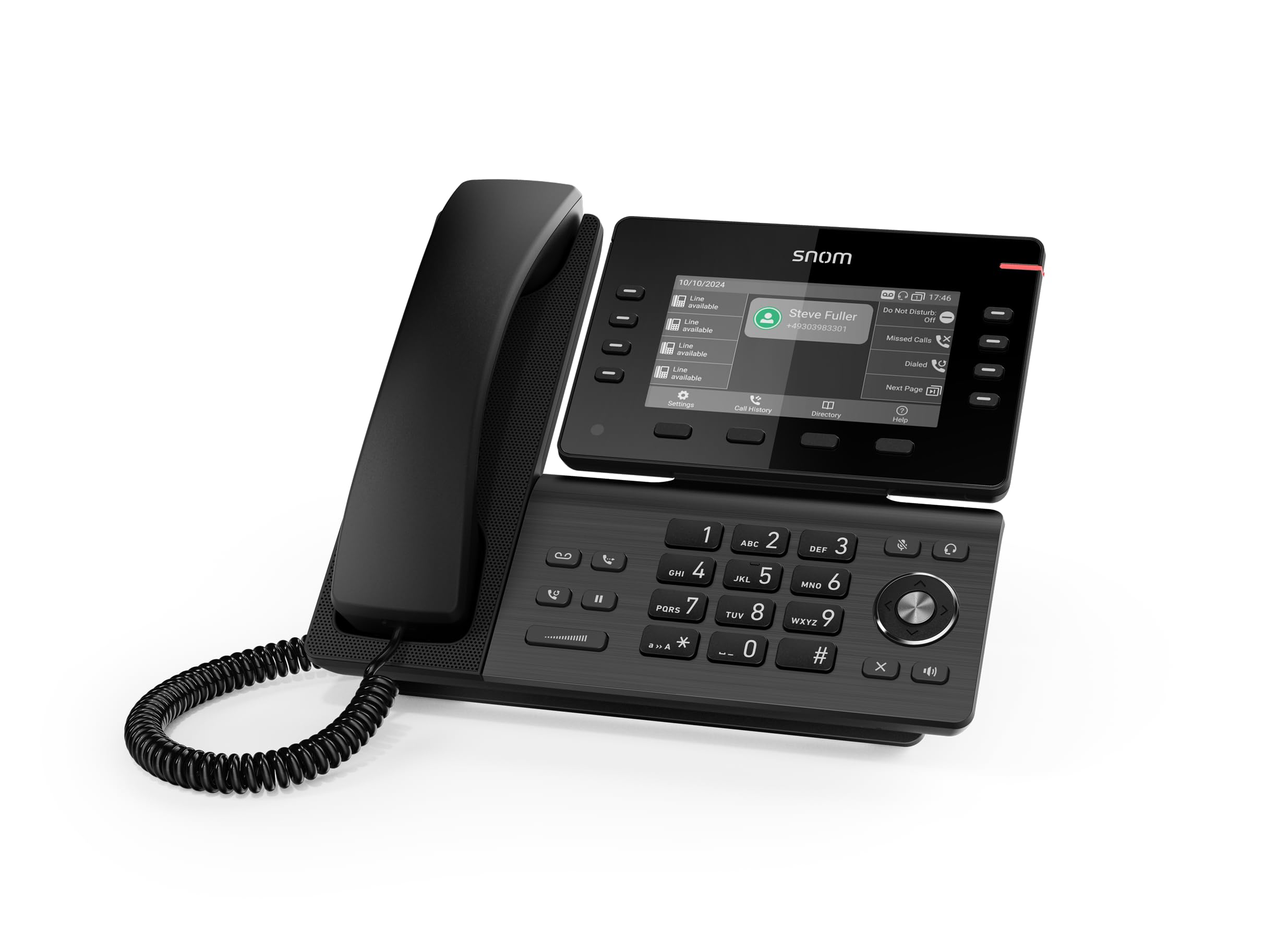 Snom Telefono fisso D812 IP con display a colori da 5" – Telefono da ufficio con 8 pulsanti programmabili, porta USB e custodia antibatterica per una comunicazione efficiente