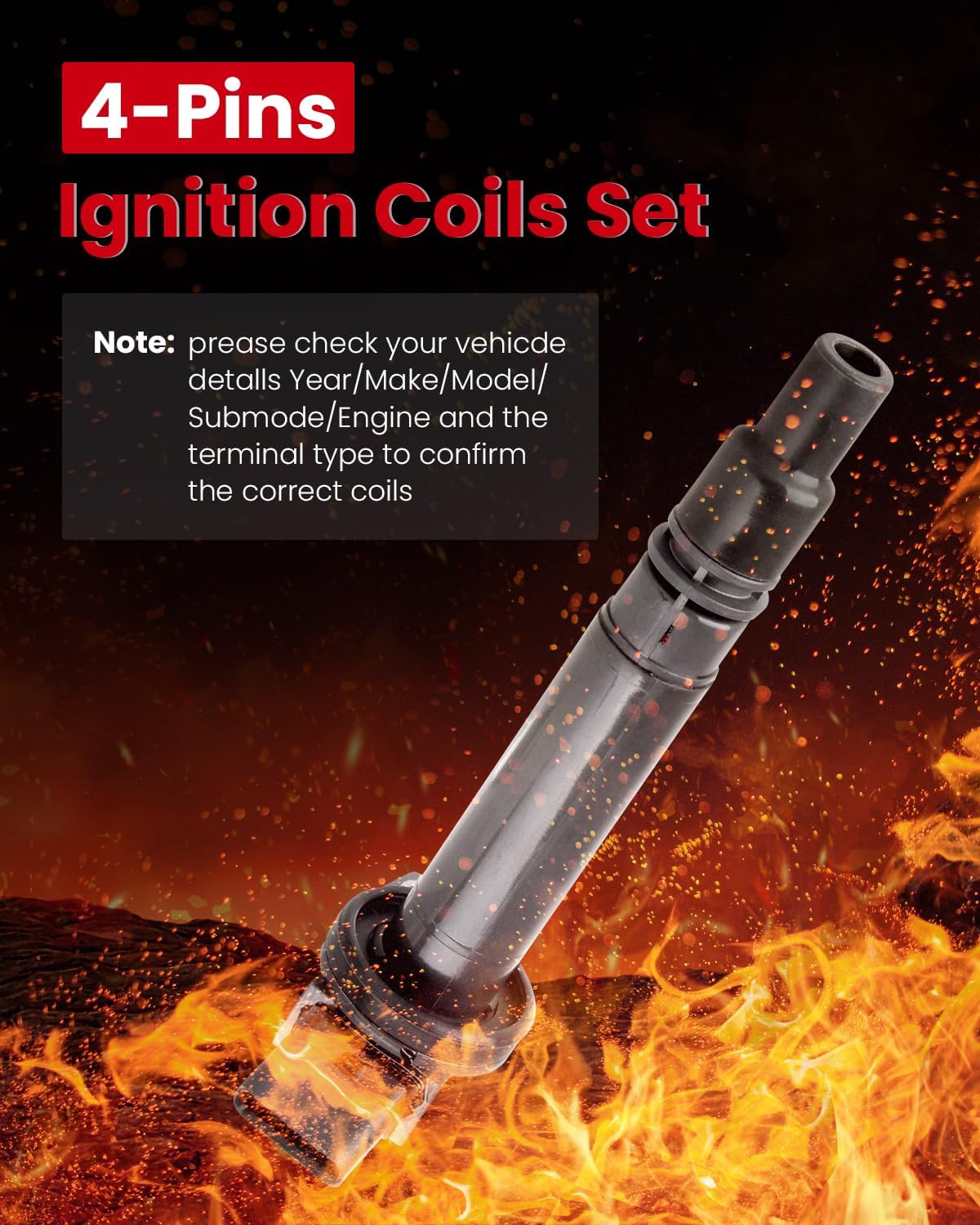 cciyu Set of 4 Uf507 4-Pins Coil Pack Set 2006 for Lexus Gs300 3.0L/V6,2007-2015 for Lexus Gs350 3.5L/V6