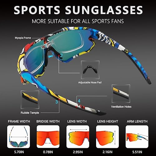 Miniatura 4 de Gafas de sol deportivas de ciclismo para hombres y mujeres con 1 o 3 lentes intercambiables, gafas de béisbol