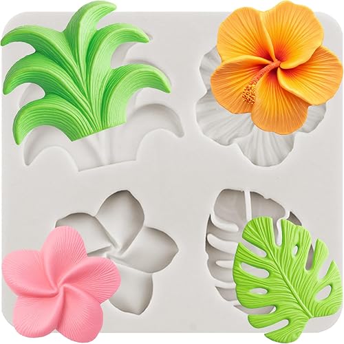 Miniatura 1 de Molde de flores tropicales para hojas de hibisco, flor de hibisco, moldes de silicona para fondant de silicona para decoración de tartas, decoración