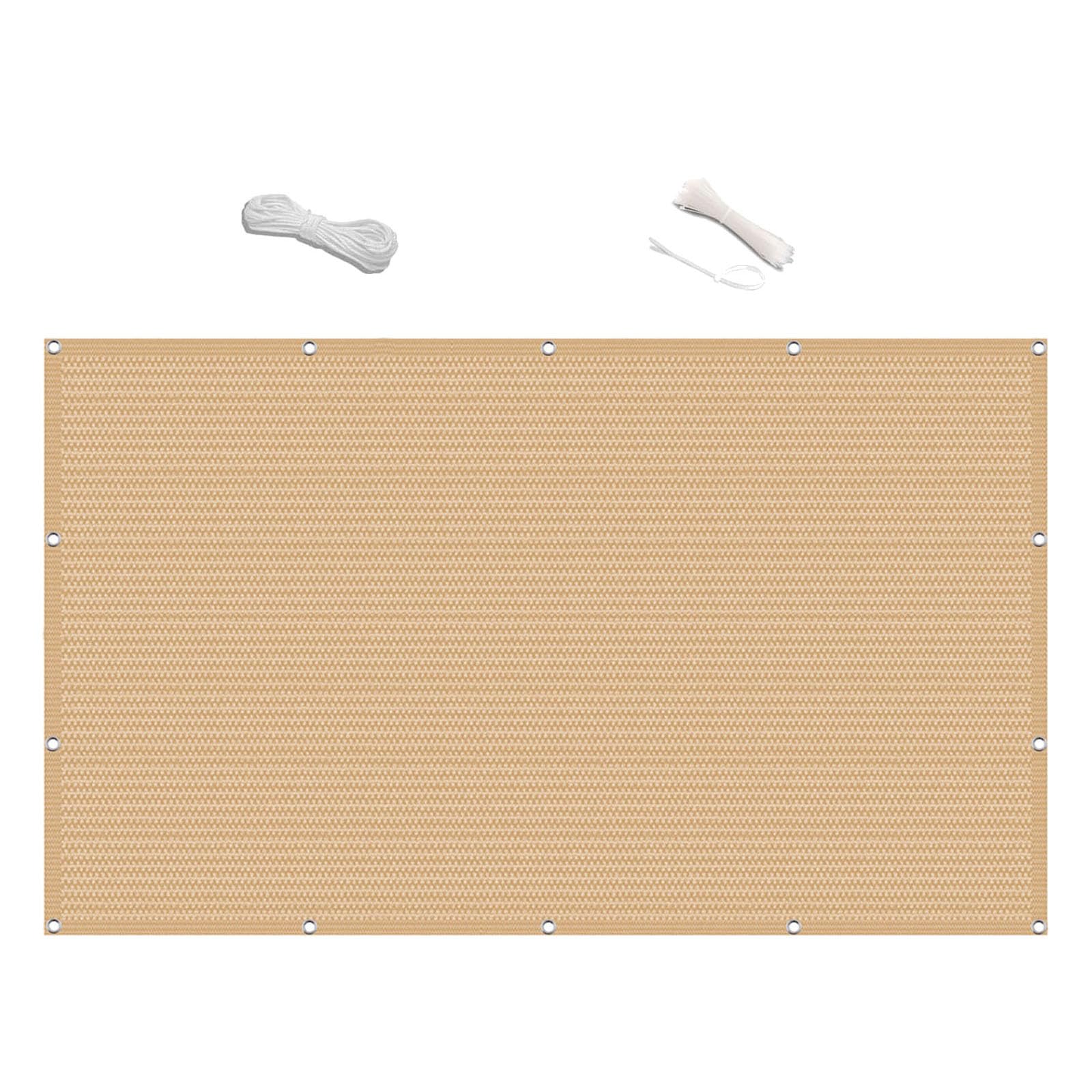 Brise vue balcon 55 x 510 cm pare soleil jaune sable en HDPE avec cordons