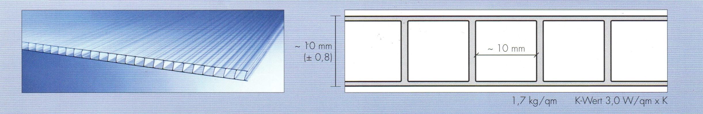 Polycarbonat Hohlkammerplatten - Doppelstegplatten 10 mm - Zuschnitte für Gewächshäuser - Länge: 1250 mm - Breite 720 mm (3)
