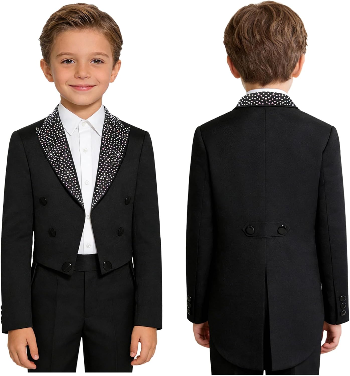 YiZYiF Boys Tailcoat Formal Tuxedo Slim Fit Suits Jacket for Kids Wedding Prom Performance Concert Outfits