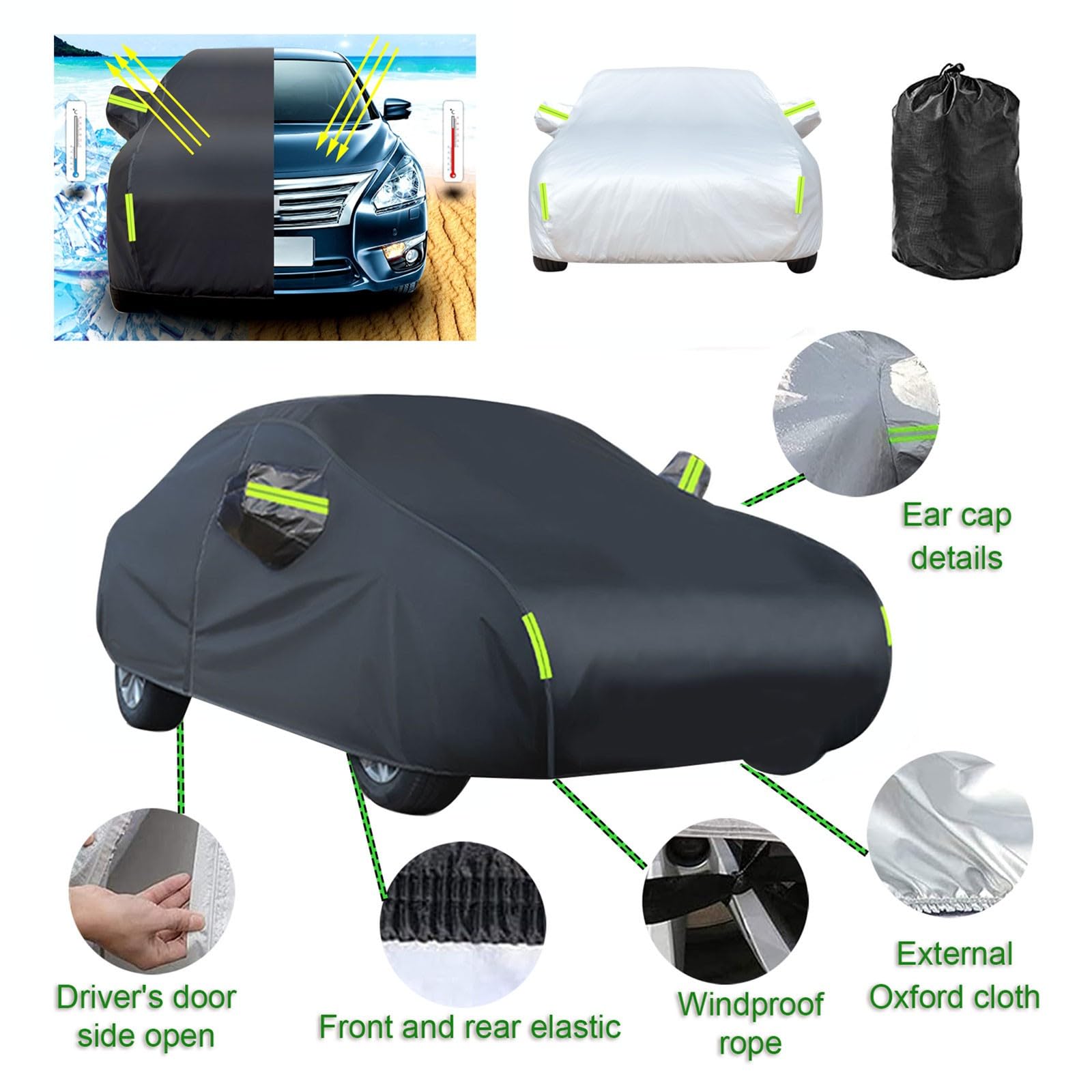 Autoabdeckung Wasserdicht und Atmungsaktiv für Porsch e 718 Boxste r, Outdoor Vollgarage Autoplane für Sonne Regen Staub Schutz, Auto Abdeckplane Abdeckung(Black Yellow,für Porsch e 718 Boxste r)