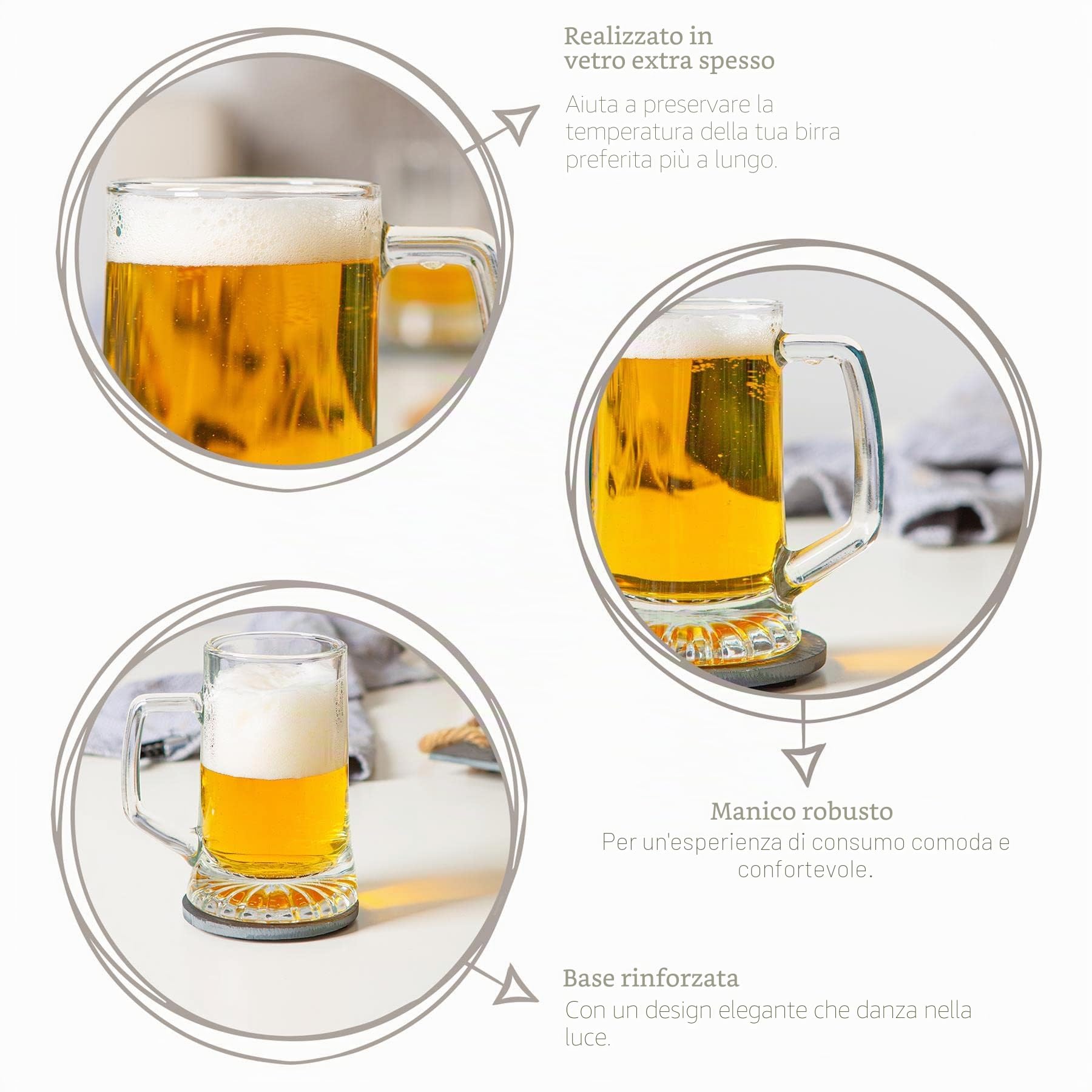 Bormioli Rocco 133640337 - Boccale da birra, 510 ml, in vetro, trasparente, 6 pezzi