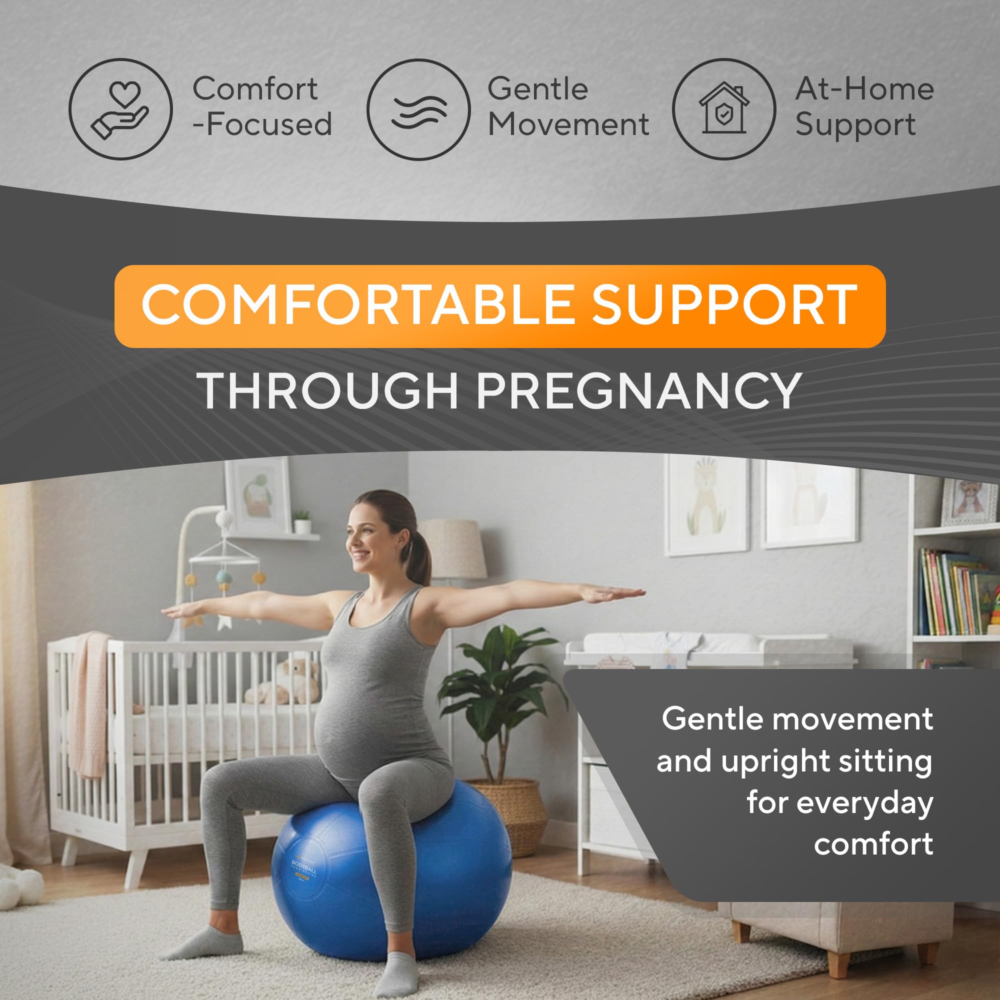 Palla da yoga, pilates, fitness, gravidanza, stabilità, equilibrio, riabilitazione, allenamento, casa, palestra, ufficio, sedia con pompa rapida inclusa