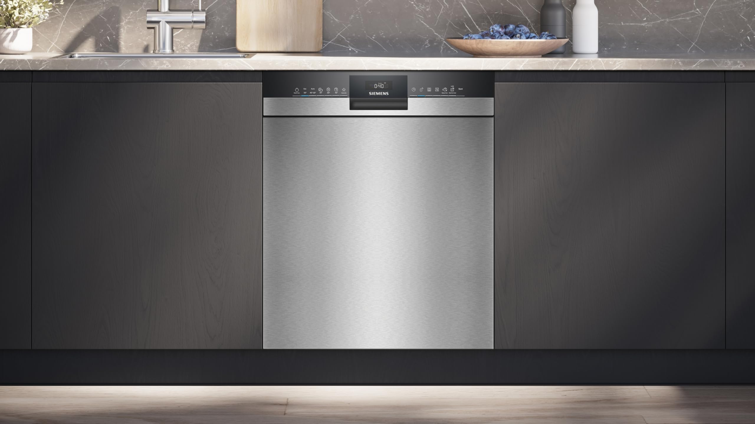 Siemens SN43HS16AE iQ300, lavastoviglie sottopiano 60 cm, Made in Germany, cestino portaposate, smartStart, risciacquo tre volte più veloce, programma HygienePlus, intensiveZone, aquaStop, acciaio