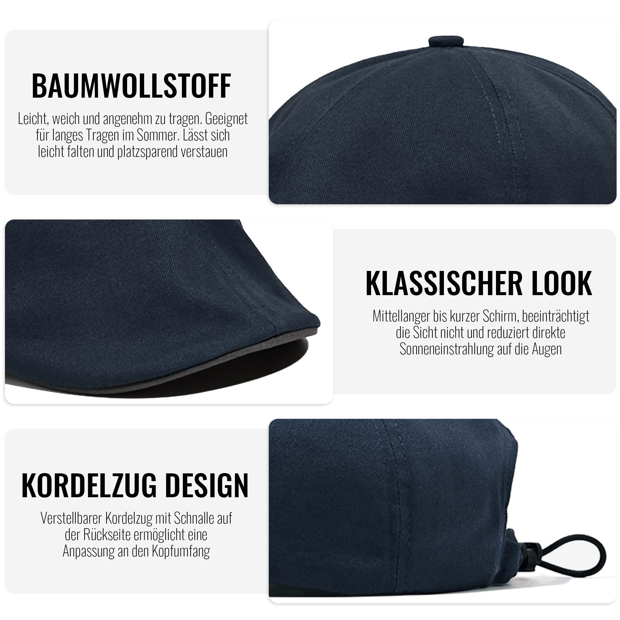 CLAPE Sommer Schiebermütze Leicht Unisex Flat Cap Verstellbar Vintage Newsboy Cap für Outdoor Reisen
