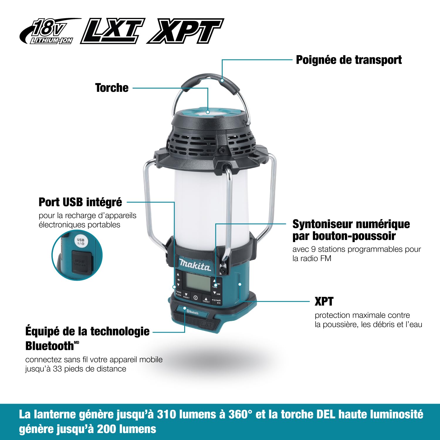 Radio torche 18 V LXT Bluetooth DMR057