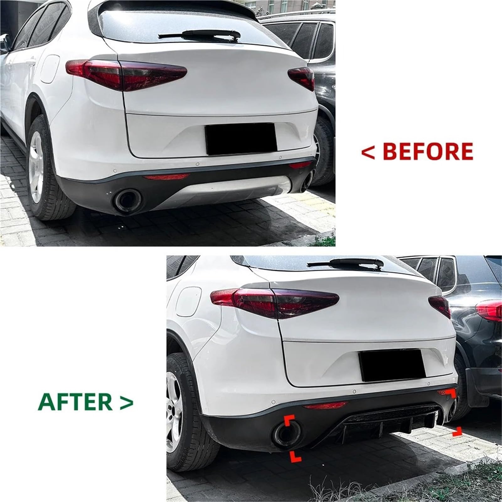 Generico Spoiler Inferiore Diffusore Auto per Alfa per Romeo per Stelvio 2017+ Diffusore Paraurti Posteriore Lama Splitter Spoiler