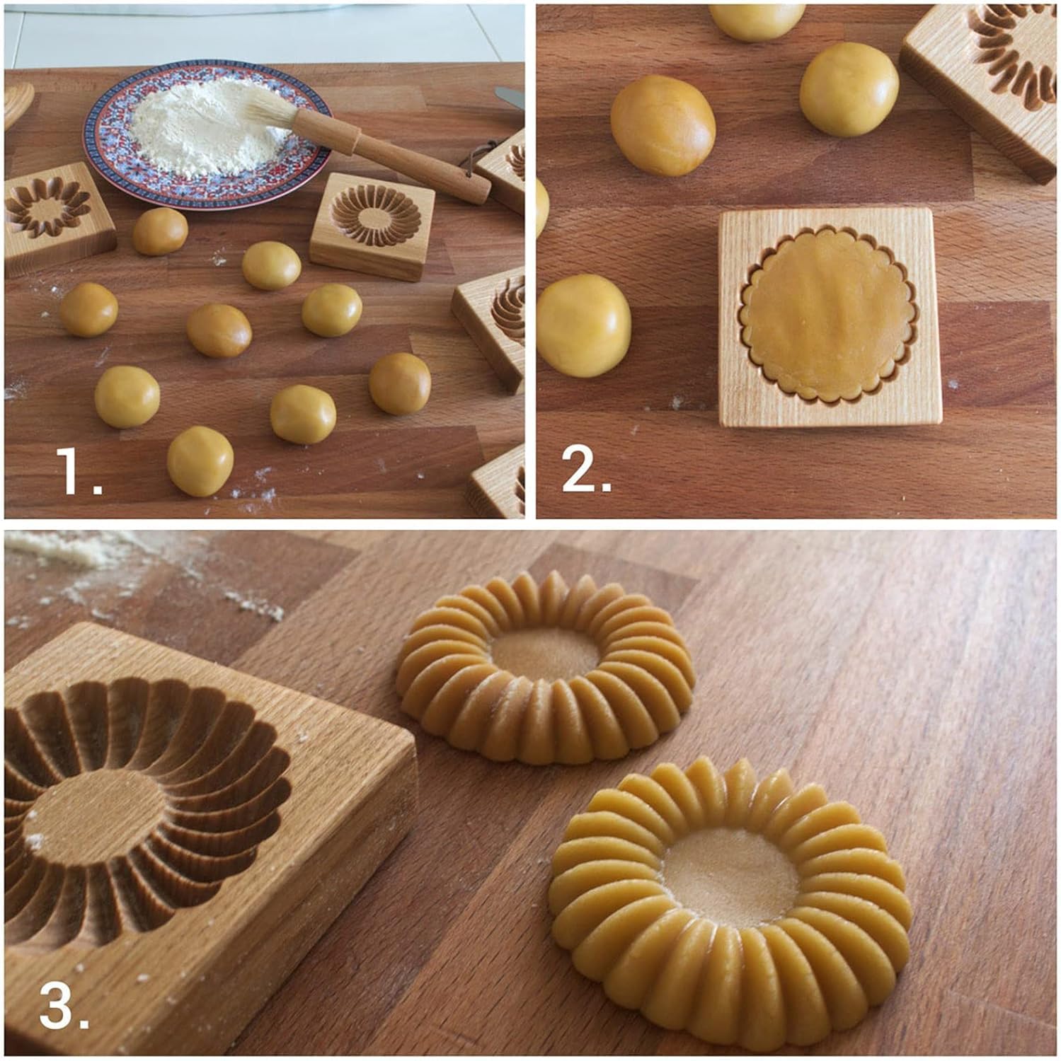 Keksformen aus Holz, Kekse, geschnitzte, 3D-Backen, Küche DIY Keksausstecher Lebkuchen Keksstempel Kekspressstempel ，Ausstechformen