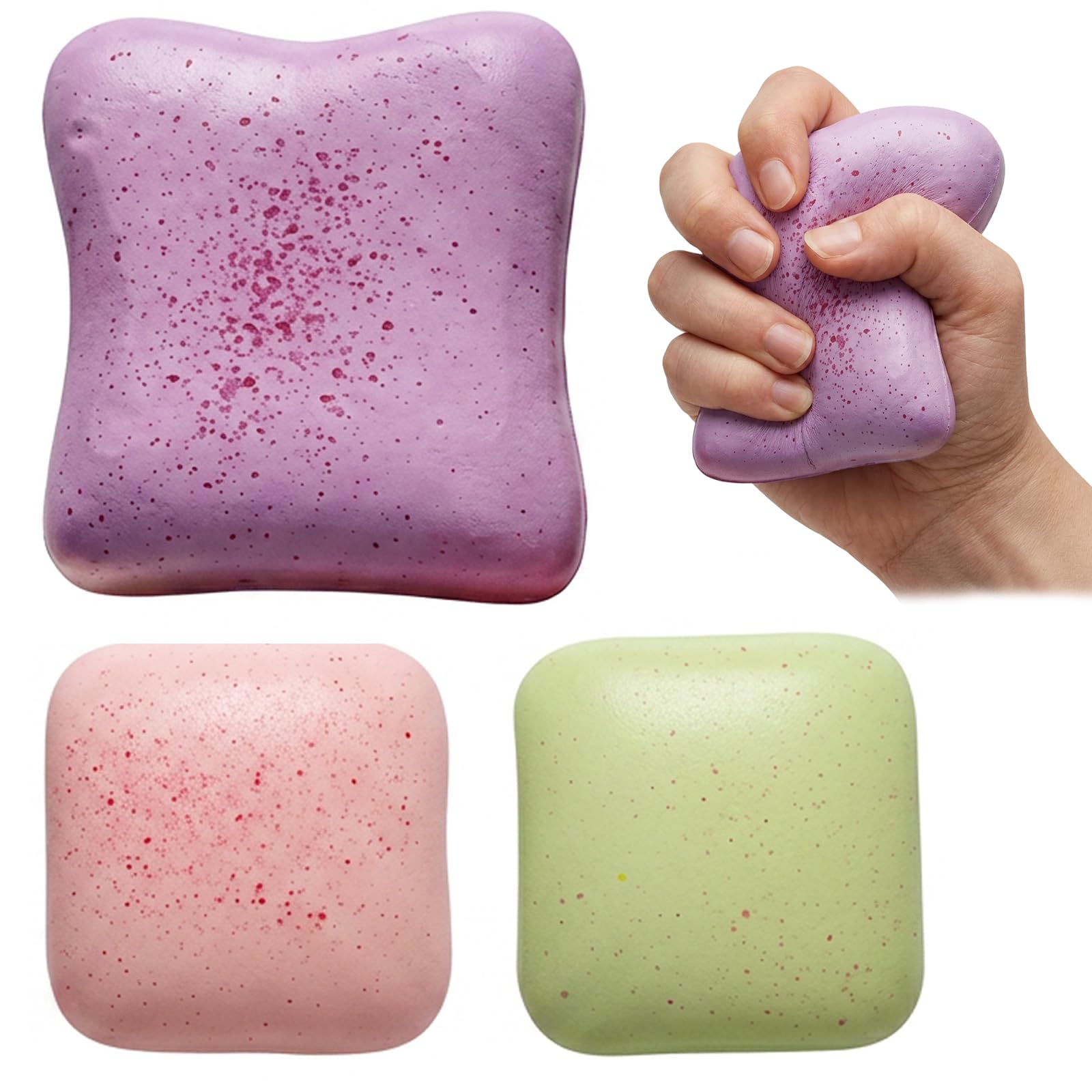GETFACAI 3 PCS Toast Squishy, Mixed Size Squishy Toast Ornament, soft slow rebound desktop decor, portable handheld accessory for office placement, daily commute and practical gift