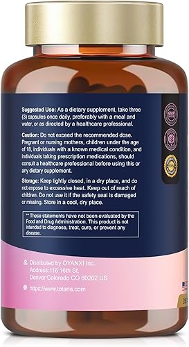 Vista 12 de Totaria Suplemento de mio-inositol y D-Chiro inositol Capules de 3075 mg, más vitamina D3 multivitamínico, folato, proporción ideal 40:1, equilibrio