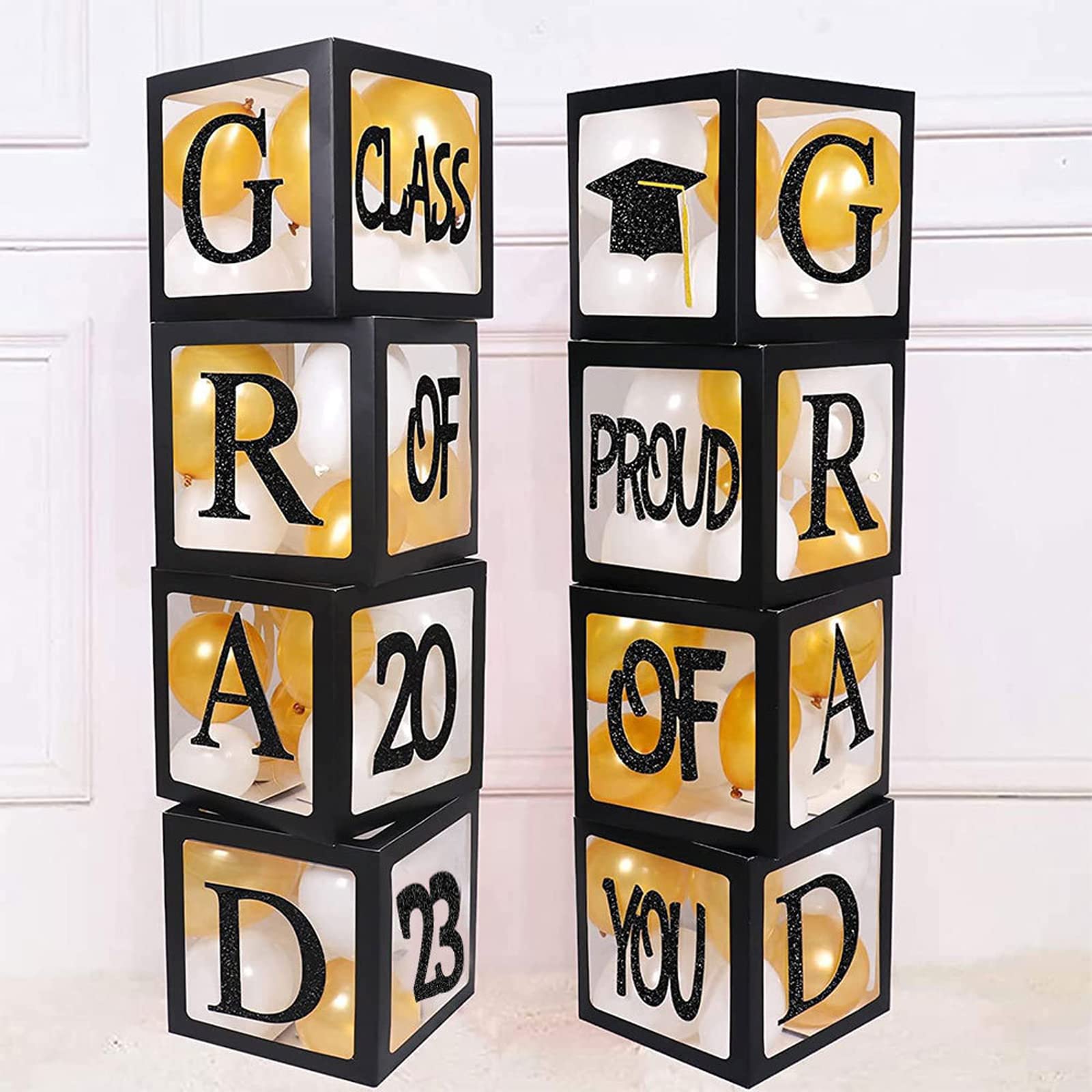 Photo 1 of 2023 Graduation Boxes Party Decorations, Balloons Are Not Included, Black Graduation Party Boxes with “GARD” “Class of 2023”, Little Cap Graduation Decorations for Congrats Grad 2023 Decor
