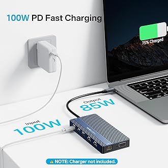 USB C Docking Station Dual HDMI Monitor, Laptop Docking Station 3 Monitors, 2 * 4K HDMI+1080p VGA+100W PD+Ethernet+3 USBC 10Gbps+SD/TF+Audio Adapter, USB C Hub for Dell/Lenovo/HP/ThinkPad