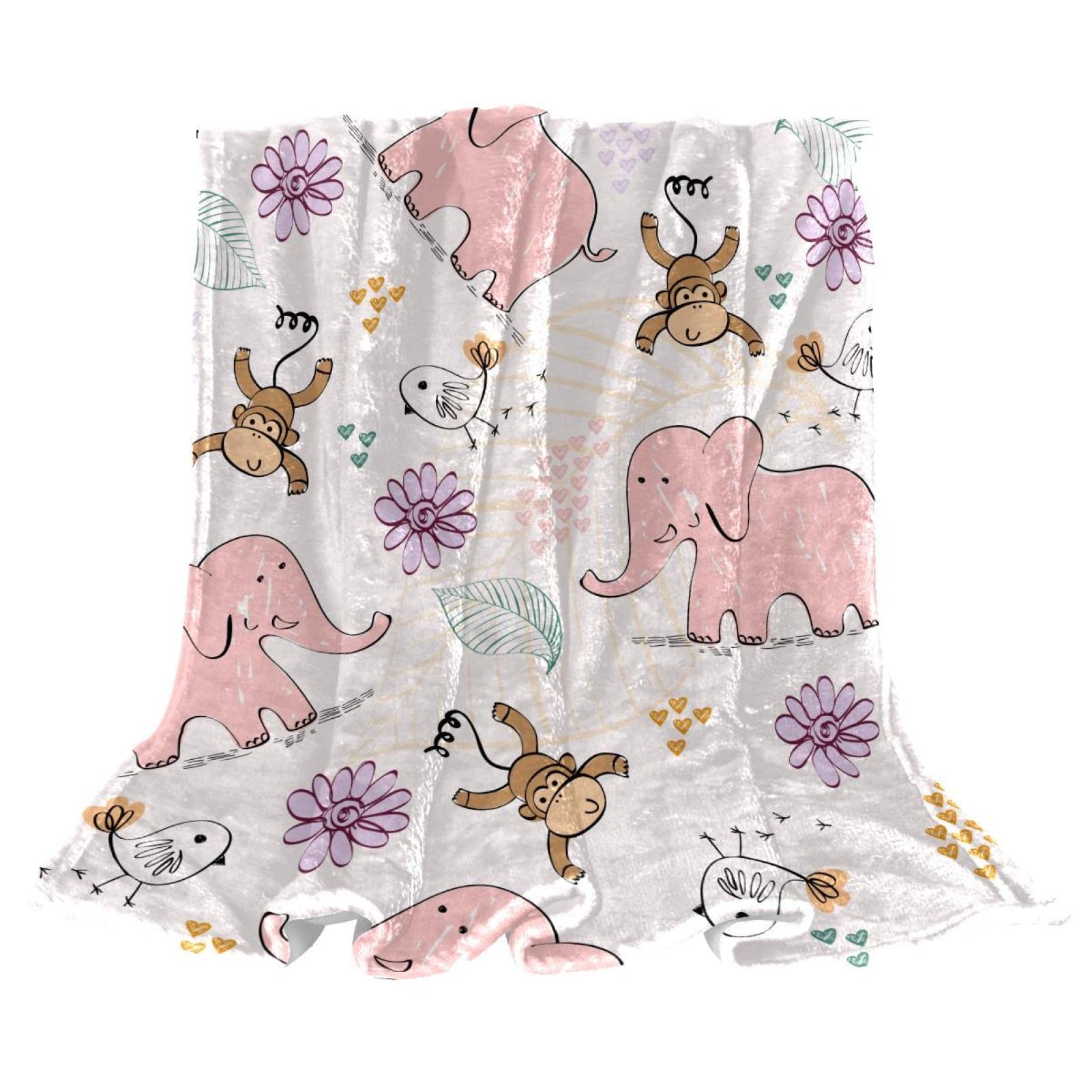 Couverture polaire anti-froid pour canapé et lit enfant singe