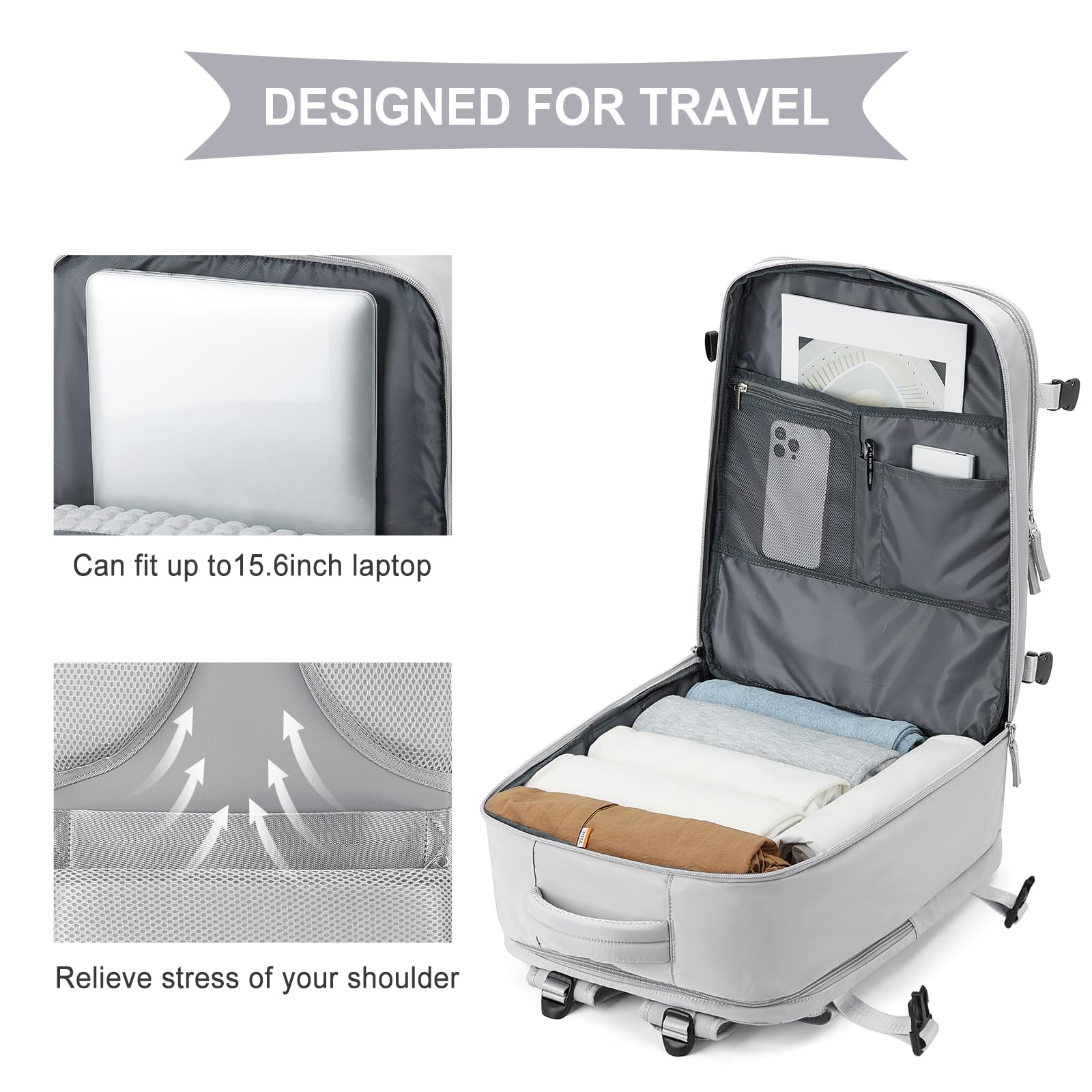 SZLX Zaino da viaggio grande da donna da viaggio zaino da escursionismo sportivo da esterno impermeabile zaino da scuola casual laptop da 14 pollici con porta di ricarica USB scomparto per scarpe