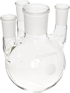 Chemglass CG-1530-47 Glass 1000mL Round Heavy Wall 4 Neck Bottom Boiling Flask with 45/50 and 24/40 Standard Taper Outer Joint