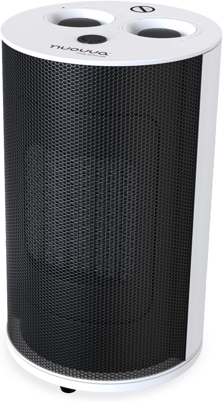 Mini Electric Heater Fan – Portable Heaters for Home and Office – Low Energy Heater Plug In – Electric Heaters Free Standing Energy Efficient – 1800W, White – by Nuovva