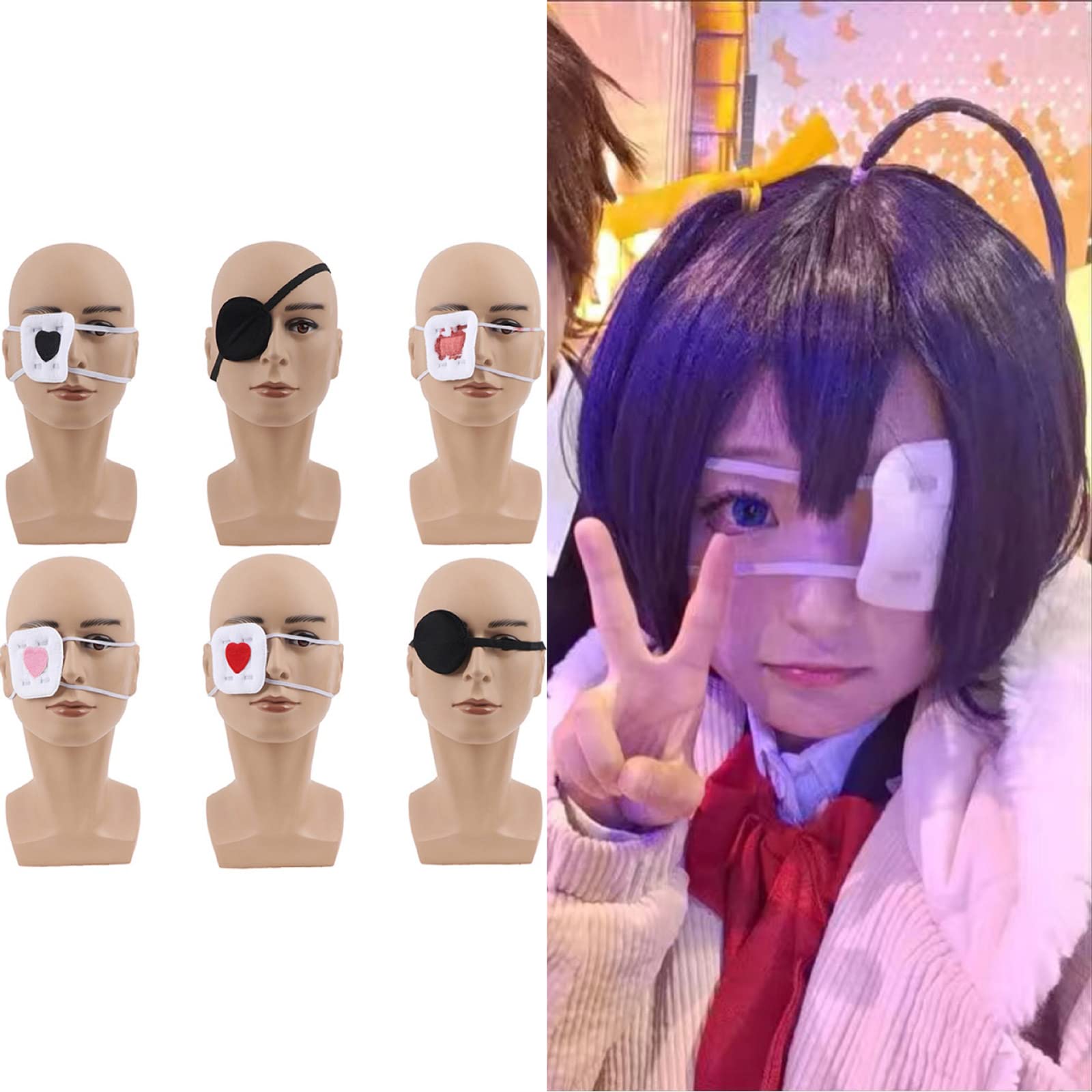JOKOTI Anime Cosplay Costume Eyeshade Heart Embroidery Single Eye Eyepatch Japanese Chunibyou Eye