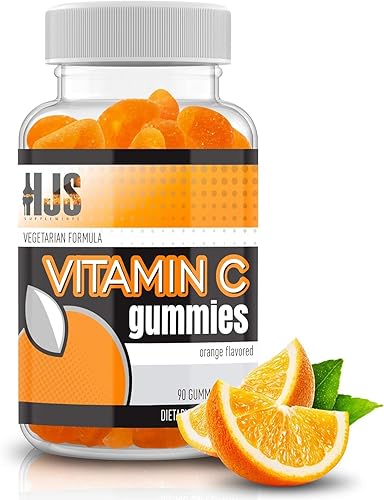 Gomitas de vitamina C | Sabor a naranja masticable | Apoyo inmunológico | Salud del corazón | Sin gluten y vegetariano | Gomitas de vitamina C para
