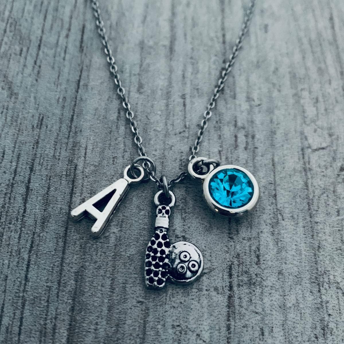 Personalized Bowling Birthstone and Initial Necklace, Custom Bowler Jewelry - Bowling Necklace For Women, Teens & Girls - Image 2