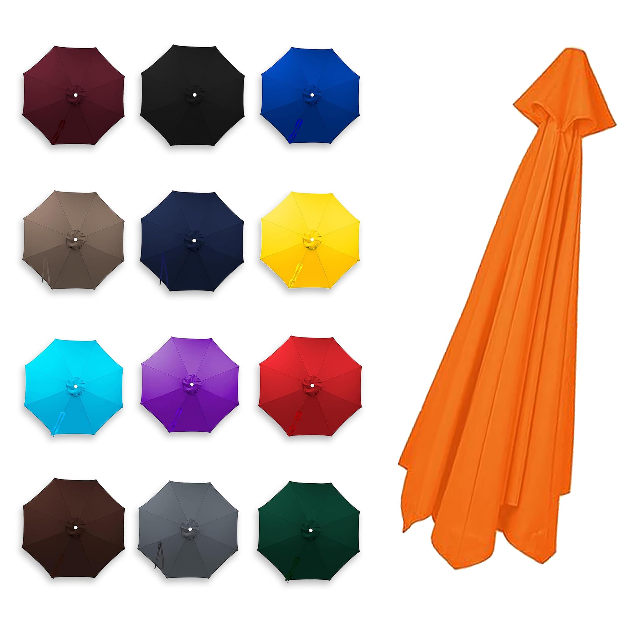 Fzamudng 2m-4m Replacement Parasol Canopy, Patio Umbrella Replacement Cover, Weatherproof Patio Replacement Cover 6/8 Arms For Garden Parasol Umbrella Canopy, Replacement Fabric Orange Color