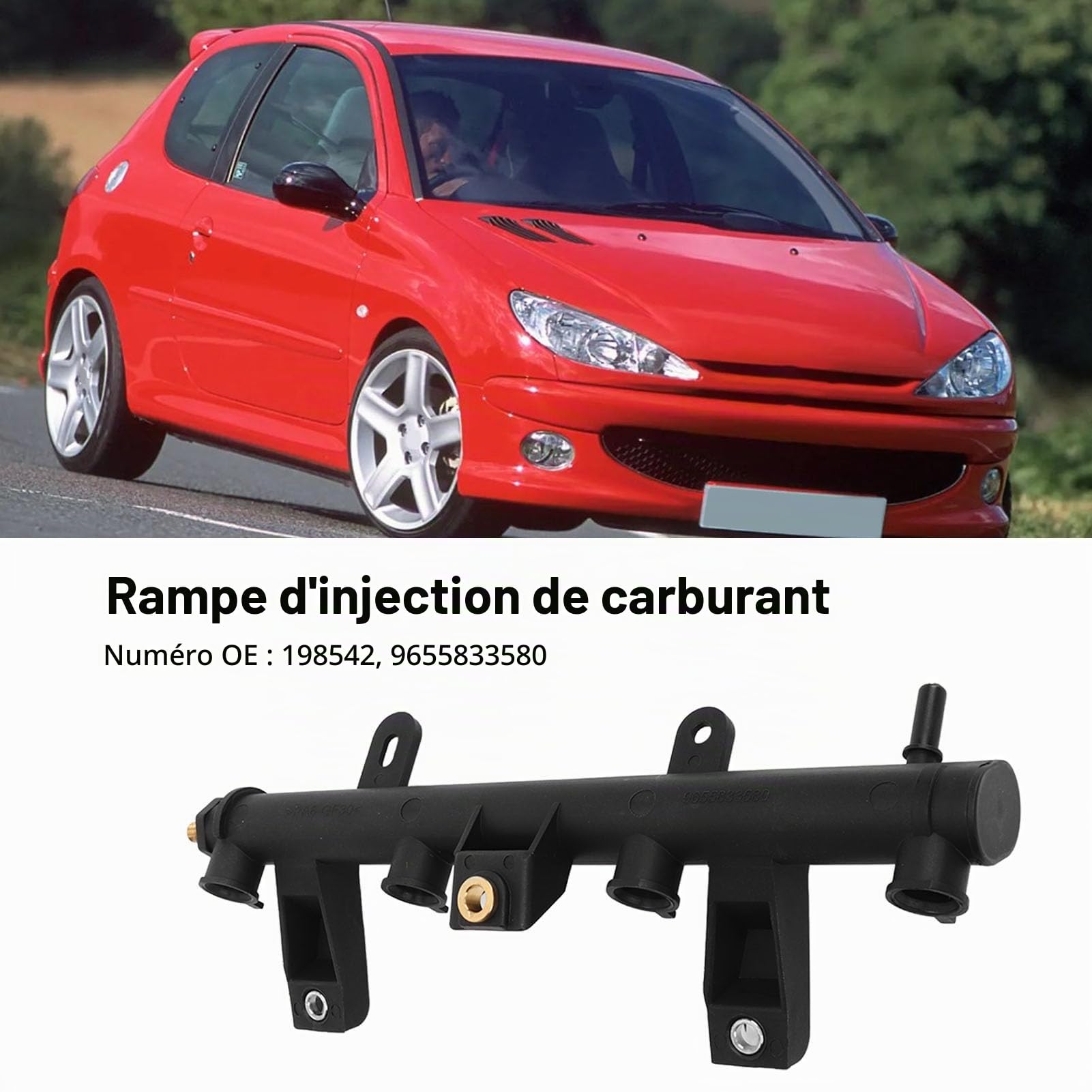 198542 Rampe D'injection de Rail de Carburant D'alimentation D'injecteur de Carburant de Moteur, Remplacement pour 206 207, Puissance et Accélération Améliorées,