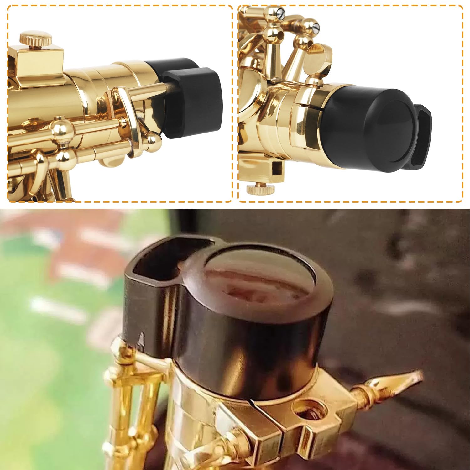 Tissting Tappo per sassofono contralto, Protezione Sicura e Durevole in plastica ABS con 3 Protezioni per Chiave, Compatibile con Manici Curvi e Dritti per Alto Saxophone Wind Instrument Parts