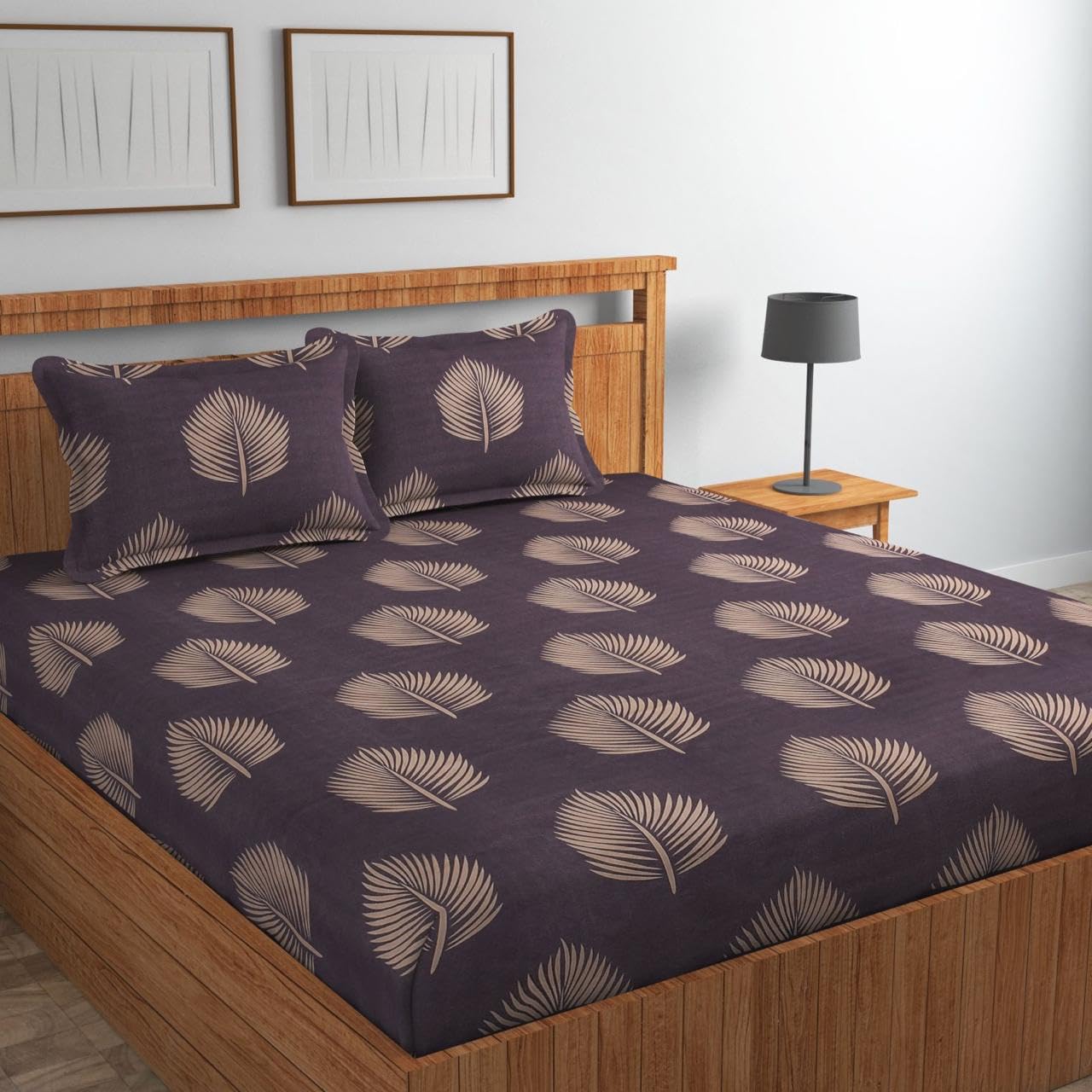 Jashan Premium Cotton Fitted Bedsheets with 2 Pillow Covers for King Bed | 200-220 TC | Size 78x72+10 Inches | Choclate | Soft, Durable, All-Around Elastic Modern Collections-image-46