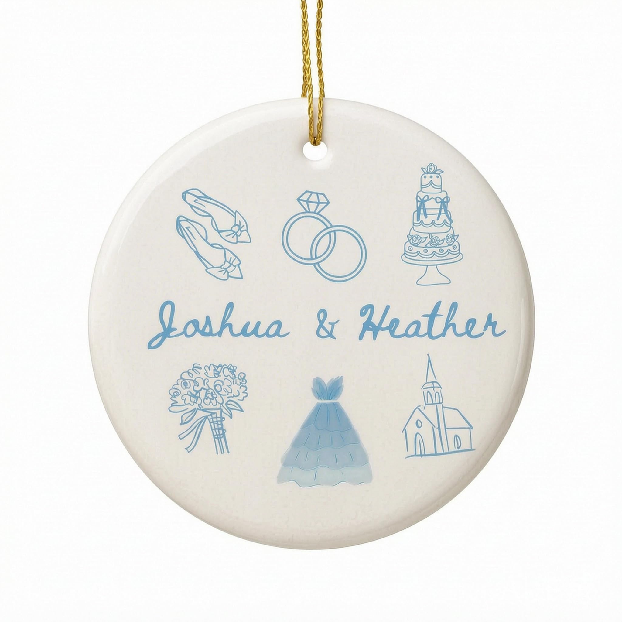 Personalised Engagement Ornament - Ceramic Keepsake Gift Wedding Proposal