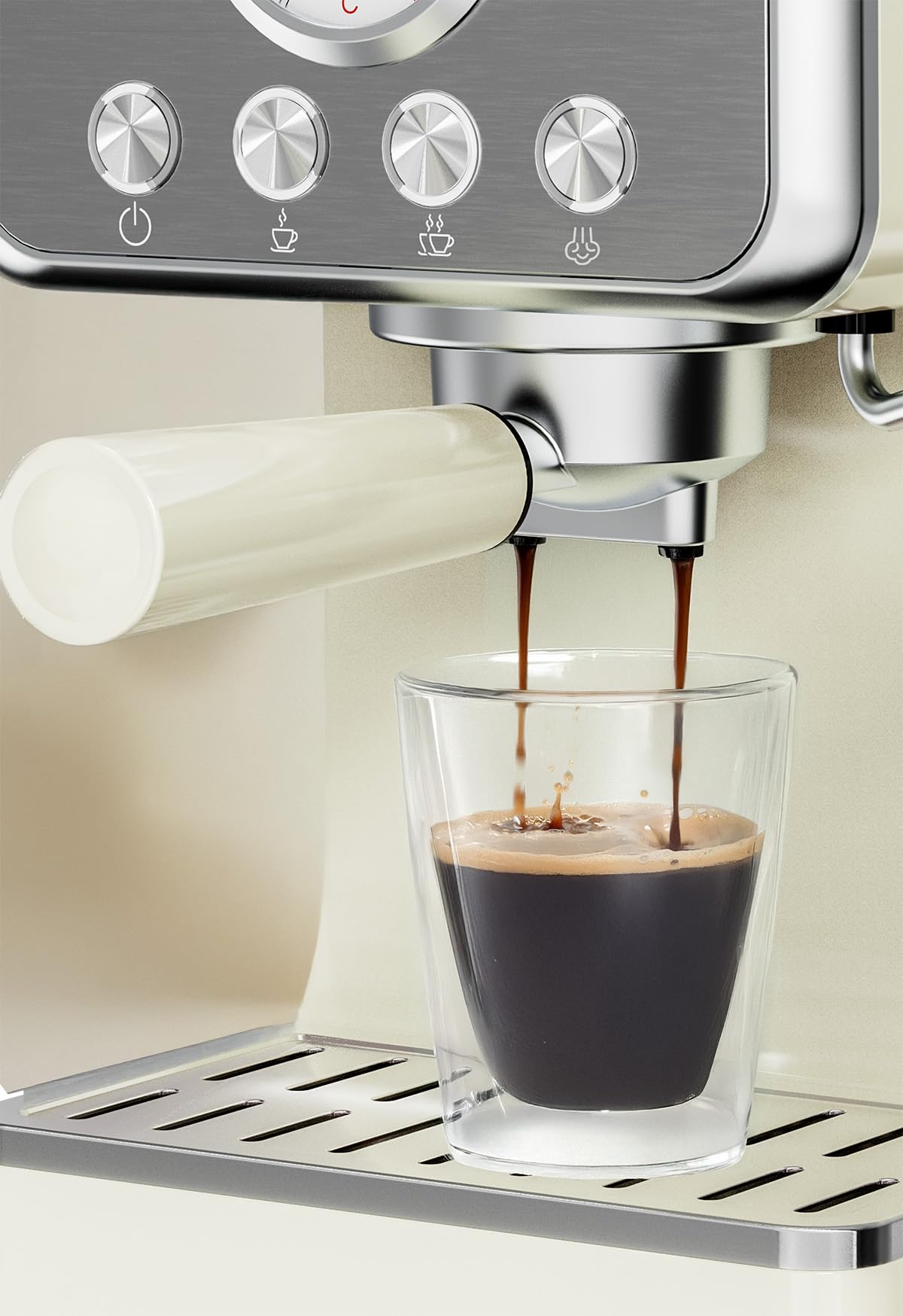Jocca - Cafetera Espresso Retro | 15 Bar de Presión | Depósito de Agua Extraíble 1,7L | Filtro para 1-2 Tazas (40/80ml) | Bandeja de Goteo Extraíble | Protección contra Sobrecalentamiento | 1400W