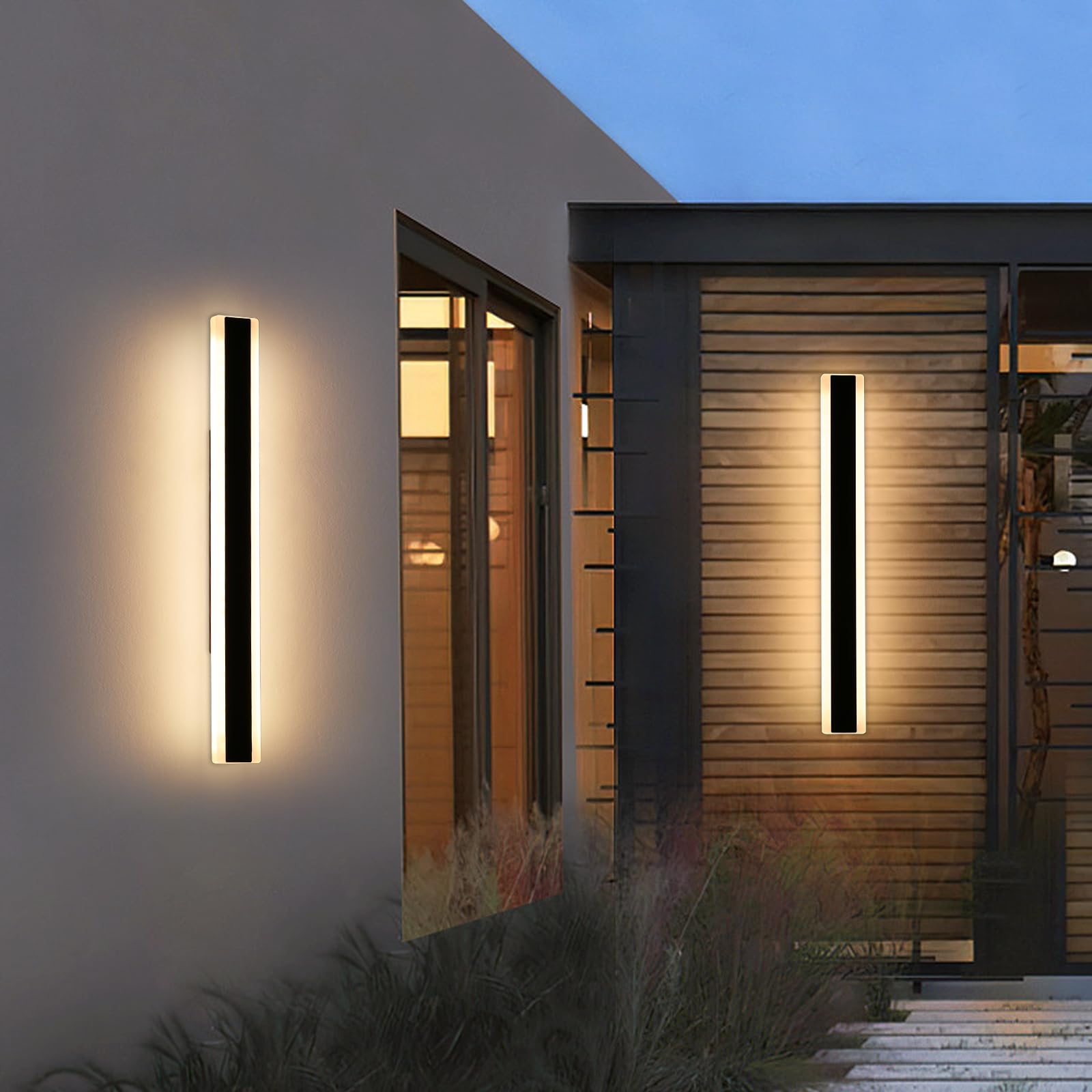 Mikeru 40CM Black Wall Lights, 2Packs Modern Acrylic Wall Light 3000K/4500K/6500K 3 Color Hard Wired Outside Light Wall Mounted Light for Lighting in Front of Mirrors, Garden Decoration — view 49