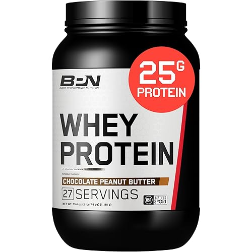 BARE PERFORMANCE NUTRITION, BPN Whey Protein + Casein Protein Powder Blend, Chocolate Peanut Butter, 25g Protein per Serving Supports Lean Muscle Recovery, 27 Servings, Third Party Tested