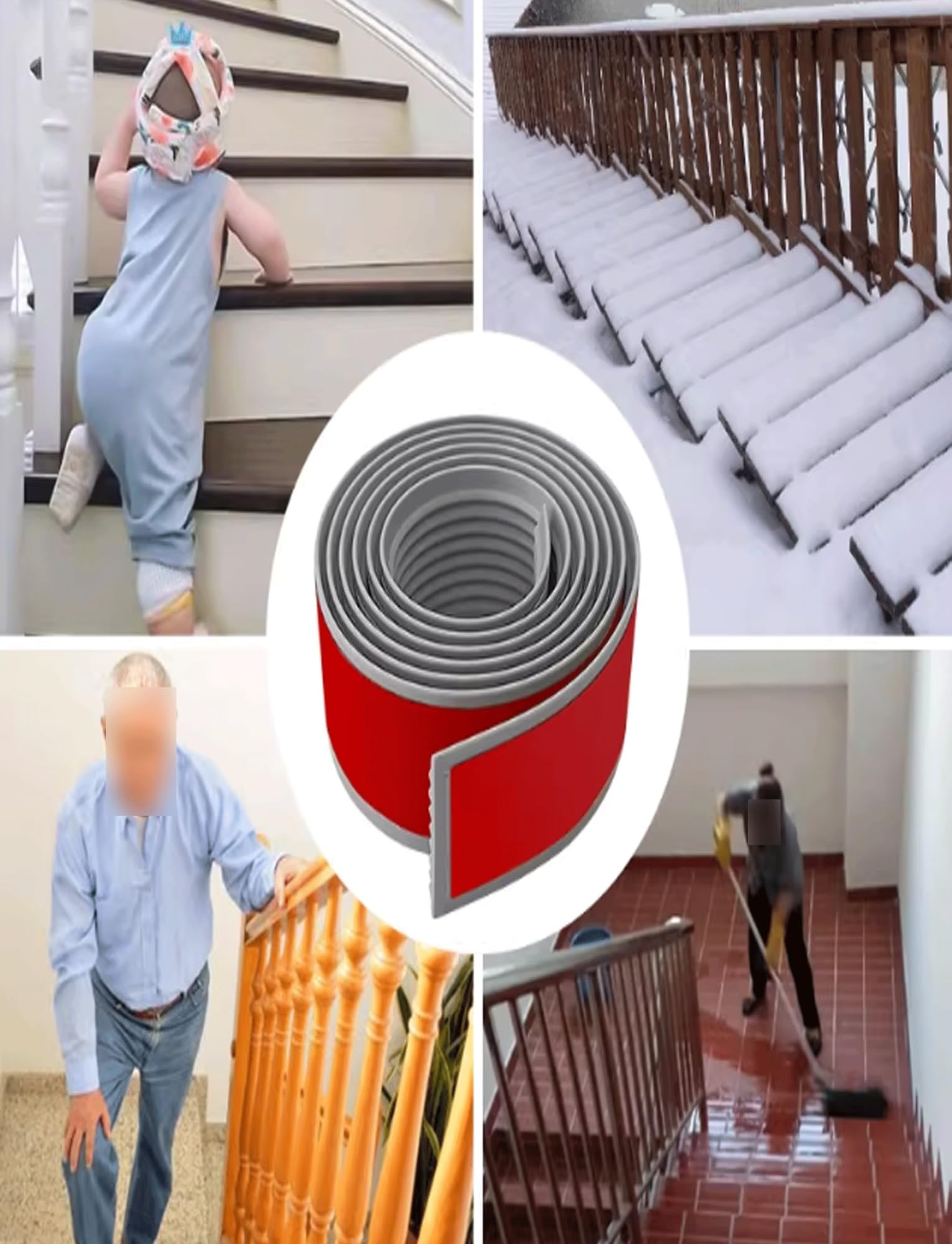 Selbstklebende Treppenstufen-Antirutschstreifen, rutschfeste Stufenstreifen, geeignet for öffentliche Bereiche wie Treppen und Schulen(Blue,5x100cm/1.95x39in)