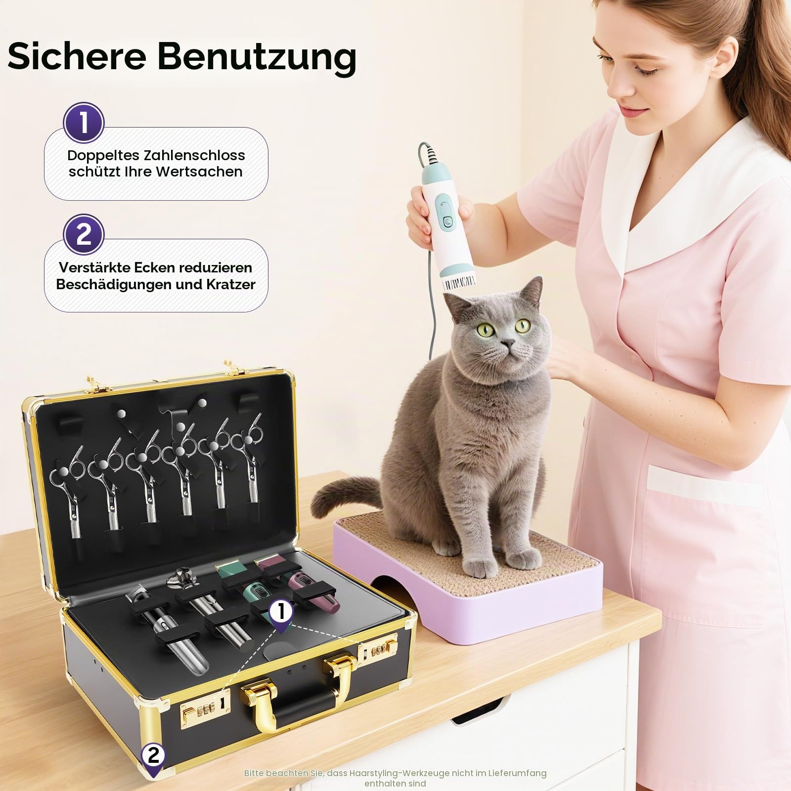 Friseur Koffer Tragbarer, Friseurtasche Barber Case Salon Tool Aufbewahrungskoffer, Friseur Tasche Tragetasche Haarschneider Werkzeugkasten (Glod)