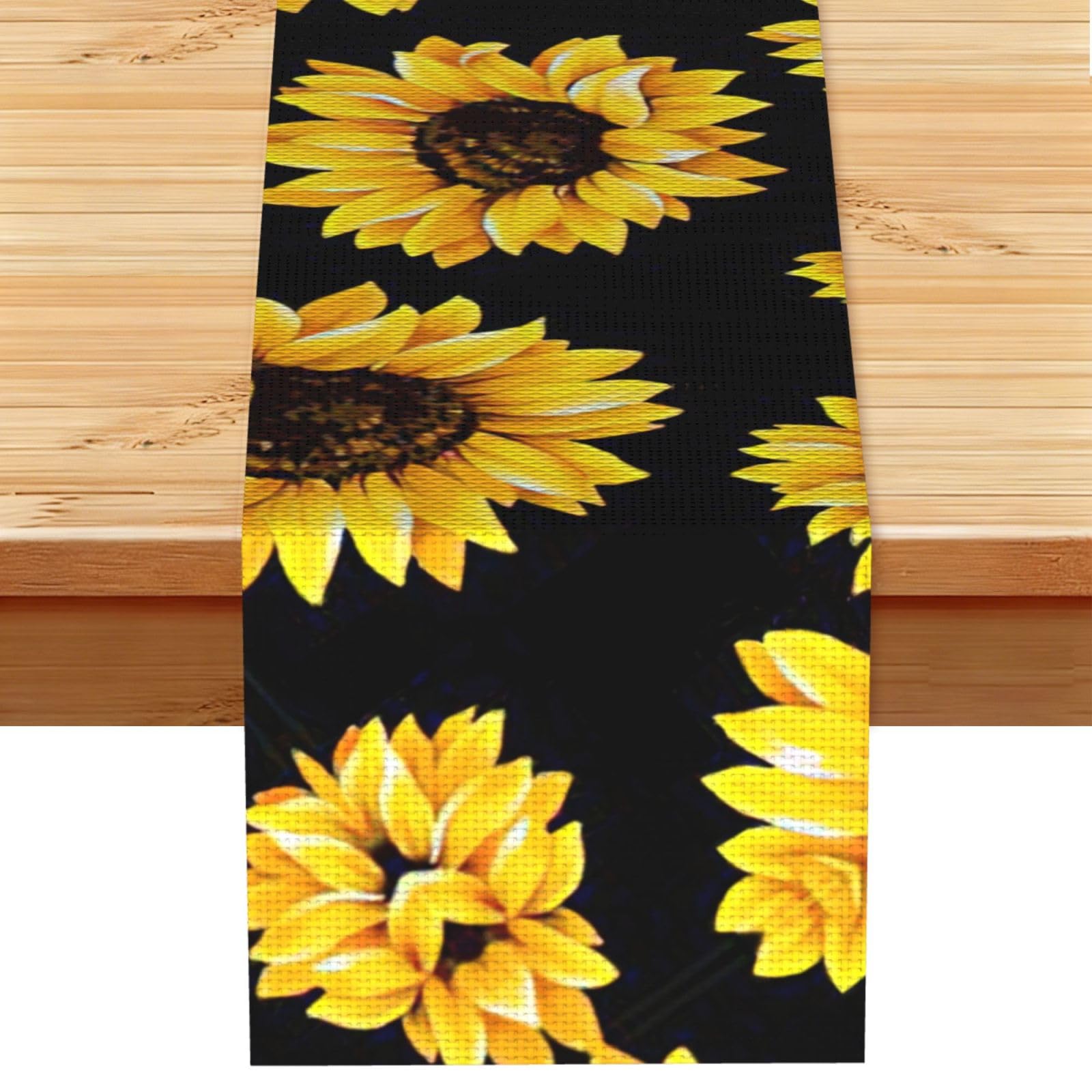 Aacxzff Black Linen Sunflower.. Print Table Runner For Everyday Use,Special Occasions,Wedding Birthday Home Decor