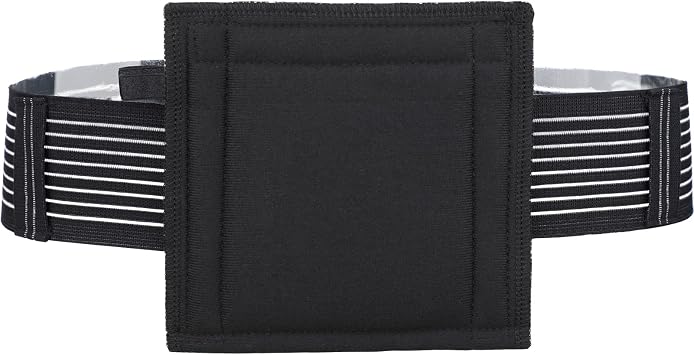 G Tube Holder Peritoneal Dialysis Catheter Belt to Secure Medical Feeding Tubes Gastrostomy Gtube PEG J Tube with Larger 6" Square Sponge Pouch Pad Accessories for Adults Women Men Black