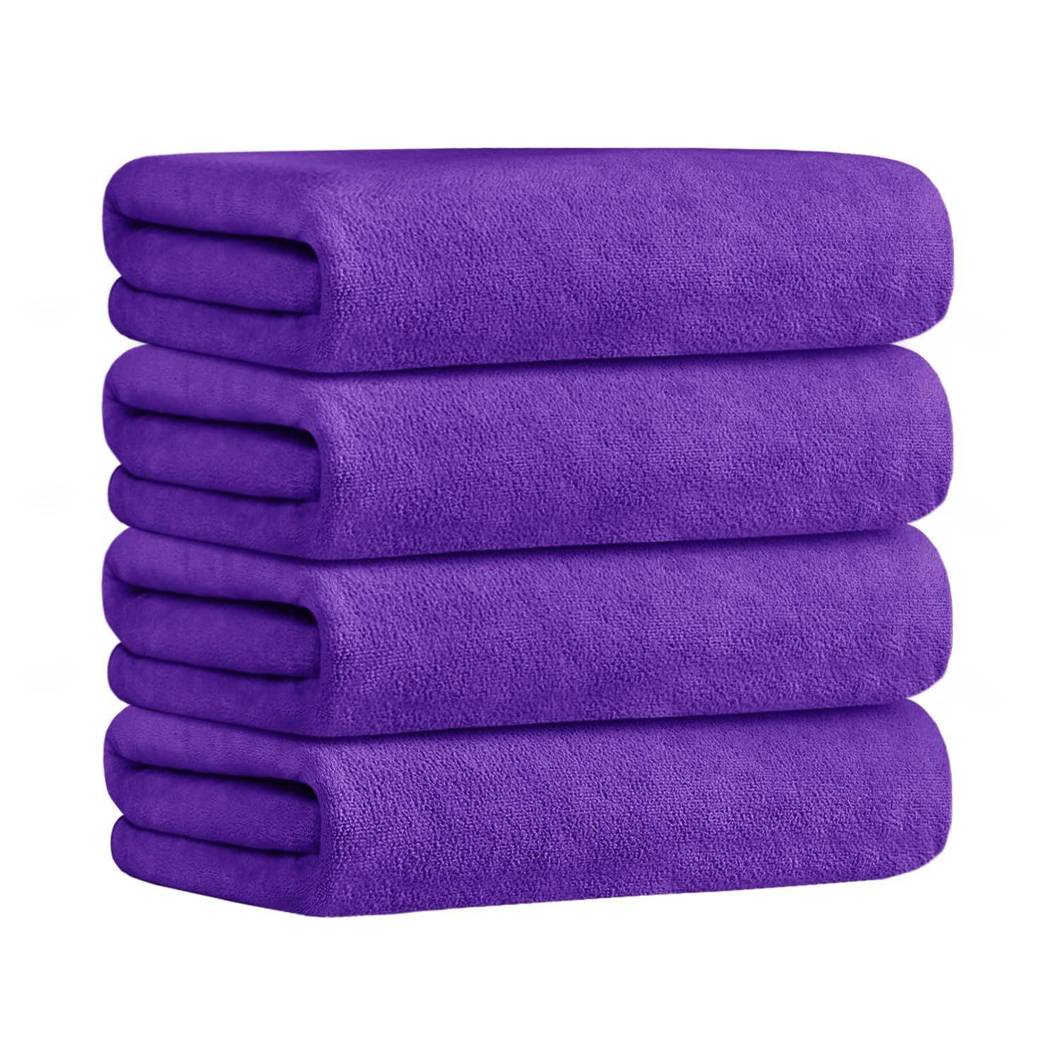 JML Bath Towel, Microfiber Bath Towels Set 4 Pack (30" x 60") - Large Size, Extra Absorbent, Quick Drying, Multipurpose Use as Bath Fitness Towel, Sports Towels, Yoga Towel, Violet