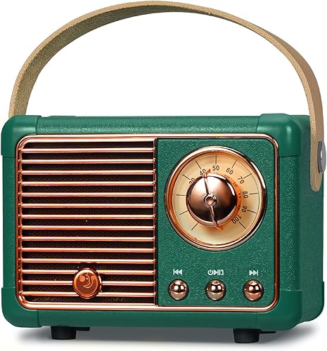 PRUNUS J-999 Altavoz Bluetooth retro portátil, mini altavoz con potente altavoz de 3 W, diafragma de bajos, llamadas manos libres, bolsillo