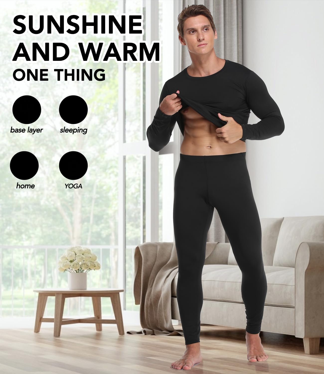 Confezione da 1 o 3 pantaloni termici lunghi da uomo, foderati in pile, leggeri, leggings a compressione, abbigliamento invernale