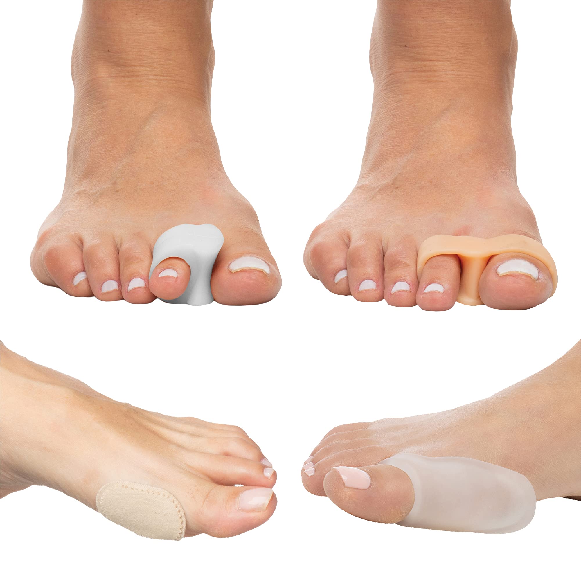 Bunion Relief Kit for Women and Men - Big Toe Correctors, Self Stick Adhesive Pads, Washable Silicone Toe Straighteners, Cushion Protector Guards - Value Pack