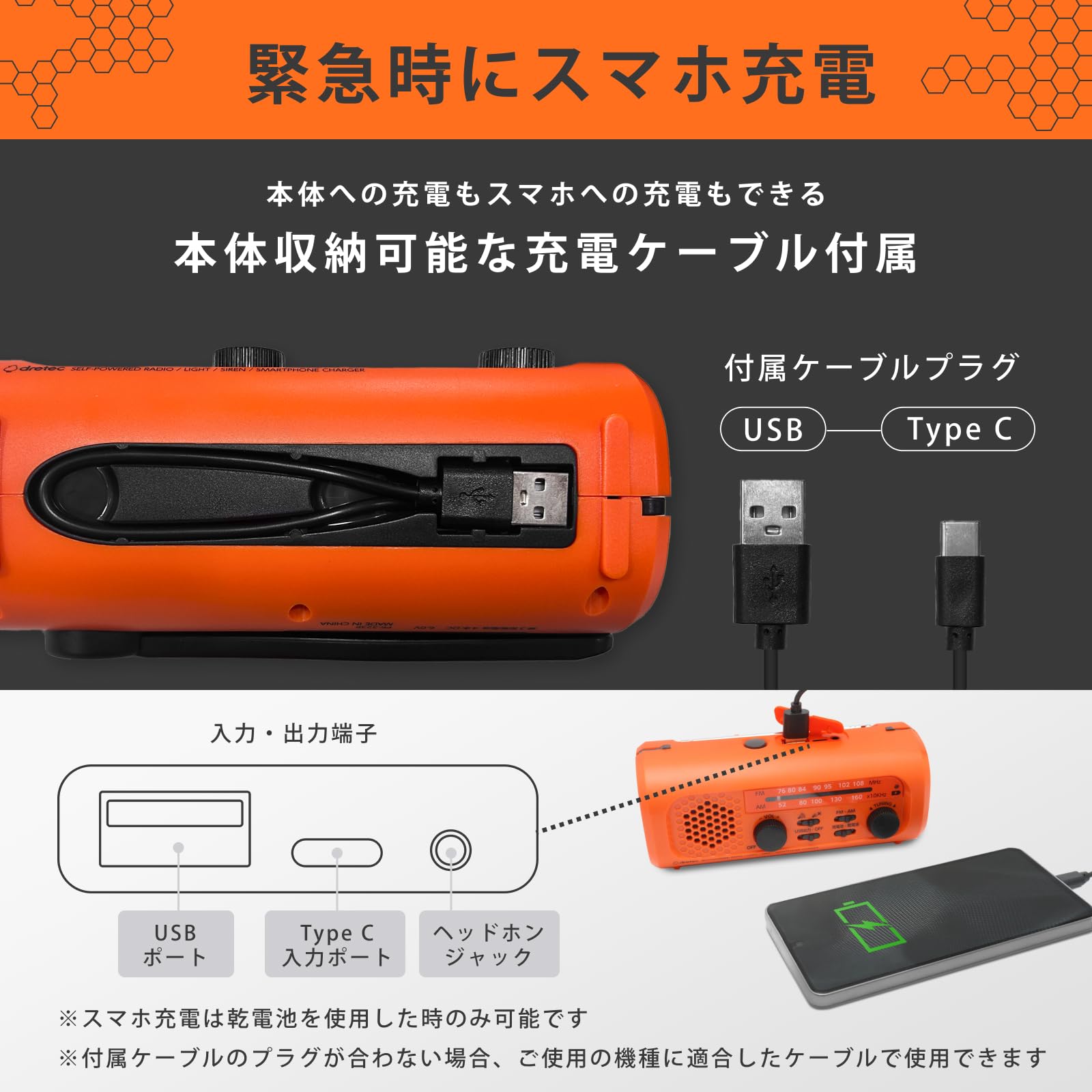 未使用　ドリテック　dretec 充電テレビラジオ　PR-401 防災用品 ドリテック(dretec) 10年保管できる防災ラジオライト