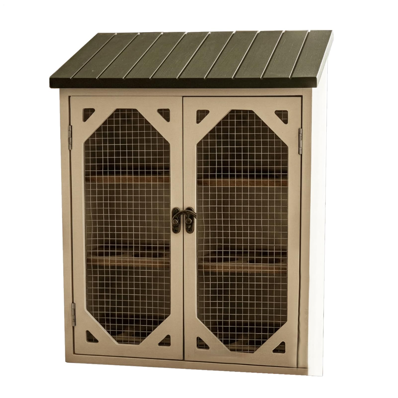 Caja de almacenamiento para huevos, armario de malla de alambre de doble puerta con compartimento para huevos, organizador de cocina de madera rústica para despensa y decoración de cabina