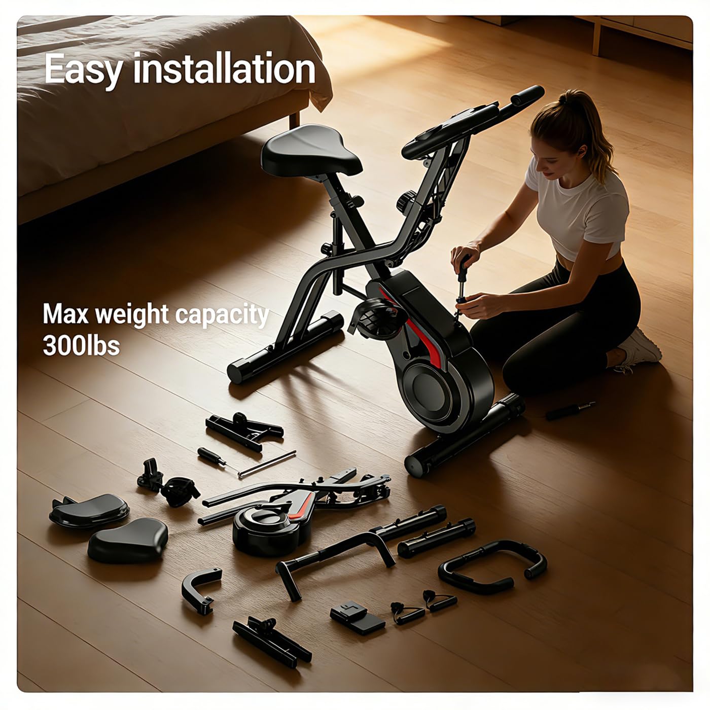 Mengmiao Cyclette Pieghevole 5 in 1 – Bici Statica Magnetica per Casa con Schienale