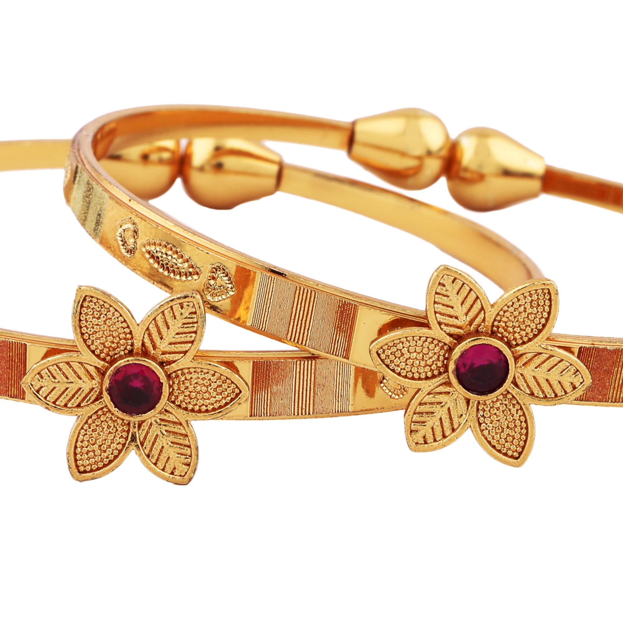 Set Of 2 Traditional 18k Plated Adjustable Bangles