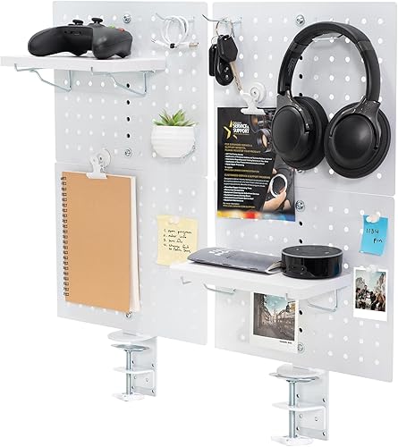 Miniatura 10 de VIVO Tablero de clavijas de escritorio con abrazadera de acero, panel de privacidad de 60 x 24 pulgadas, tablero magnético de clavijas, organizador