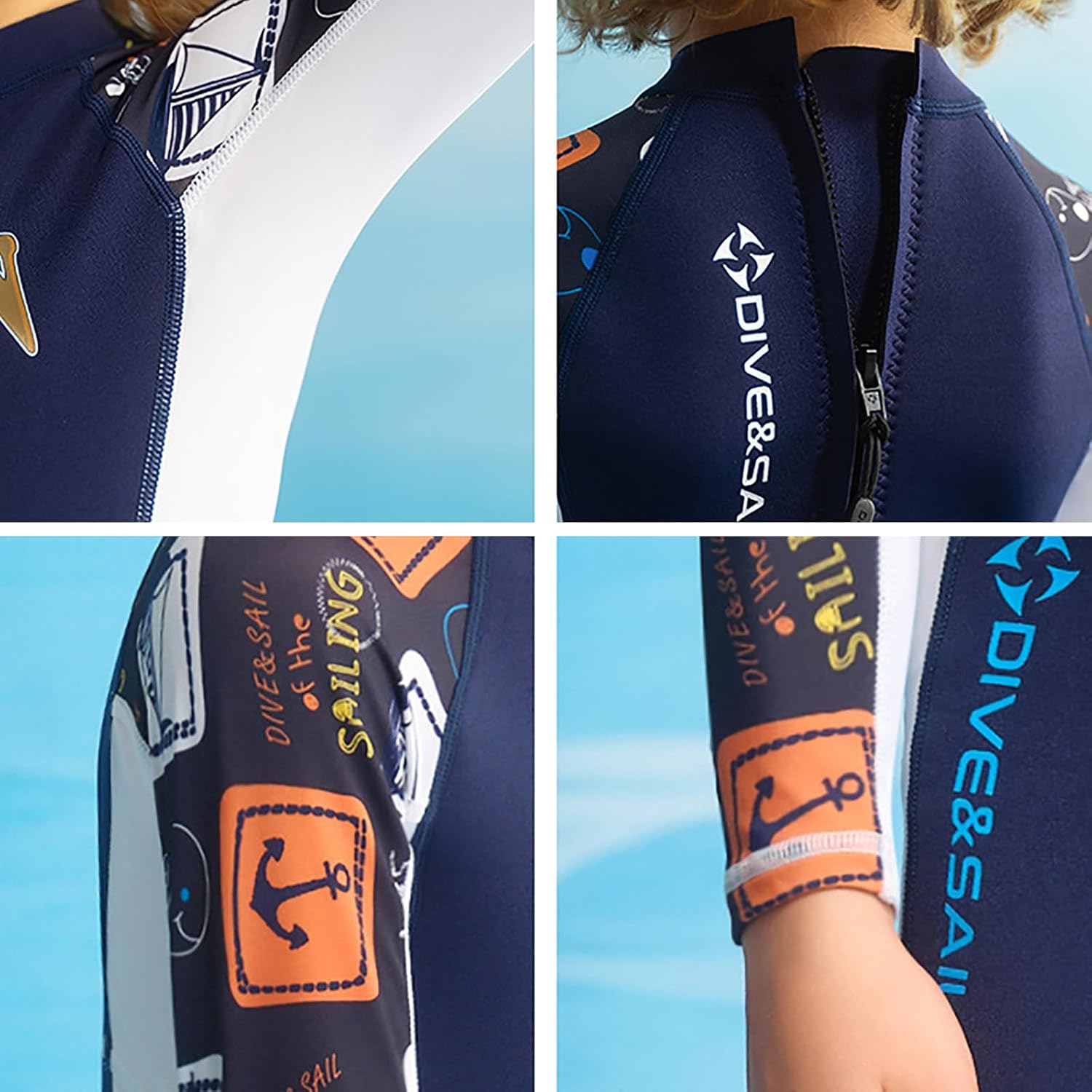 WYYHAA Boys 1.5mm Hybrid Wetsuit, Kids Full Suit with Thermal Neoprene Core & Lycra Stretch Panels, Long Sleeve Back Zip Swim Suit for Surfing, Swimming & Snorkeling