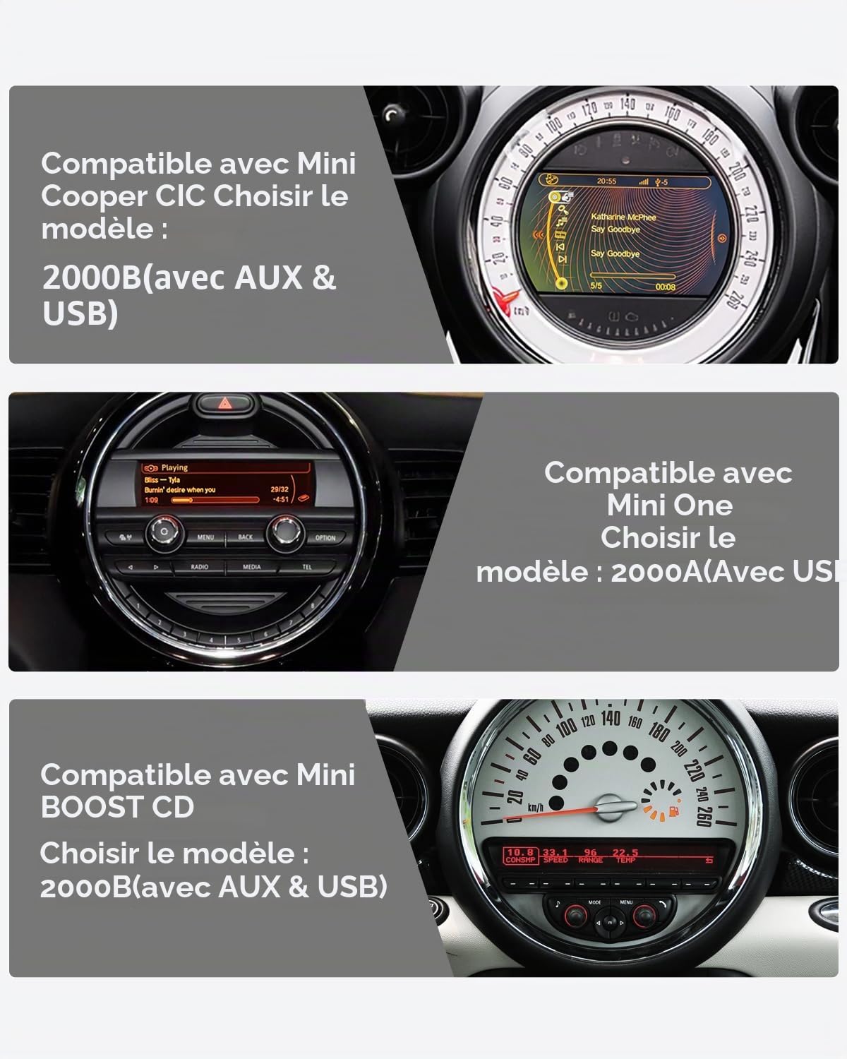Adaptateur Bluetooth Voiture USB/AUX pour BMW Mini CIC & Boost CD