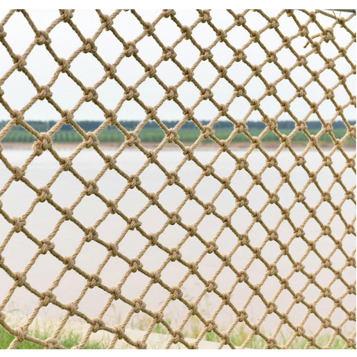 Bzpovb Diamond Mesh Jute Hemp Rope Nets For Safety And Decorative,Rope Ladder For Kids And Pet,Versatile Rope Net,Tree House Climbing Child Safety Stair Balcony Railing Prote(Size:1.5mx7m(4.9X22.9ft),Color:diamond Mesh)
